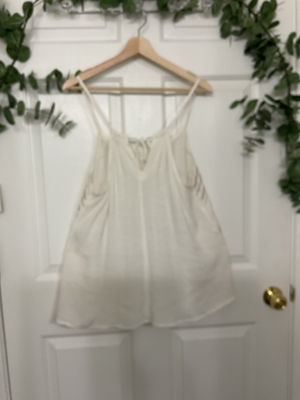 Miss Me Cream Embroidered Tie-Front Spaghetti Strap Tank - Picture 3 of 5